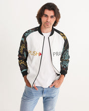 Load image into Gallery viewer, White Push Pray Men&#39;s Bomber Jacket
