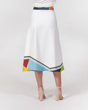 Load image into Gallery viewer, White Geo Women&#39;s A-Line Midi Skirt SM- 2XL
