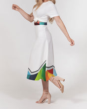 Load image into Gallery viewer, White Geo Women&#39;s A-Line Midi Skirt SM- 2XL
